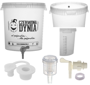 Zestaw pojemnik fermentacyjny 15L + korek + kran + uszczelka + nakrętka + rurka cicha compact mini