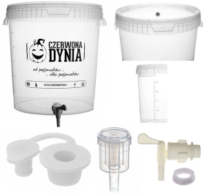 Zestaw pojemnik fermentacyjny 33L + korek + kran + uszczelka + nakrętka + rurka cicha compact mini