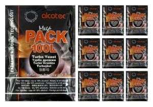 Drożdże gorzelnicze Alcotec MEGA PACK 100L Turbo 10szt
